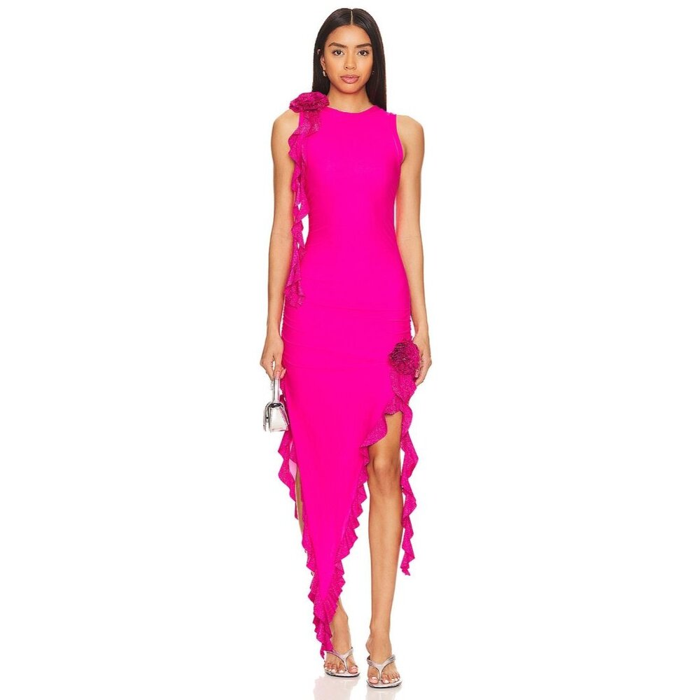 BEACH RIOT Sabine Dress in Fuchsia Peony XSmall New Womens Midi Maxi